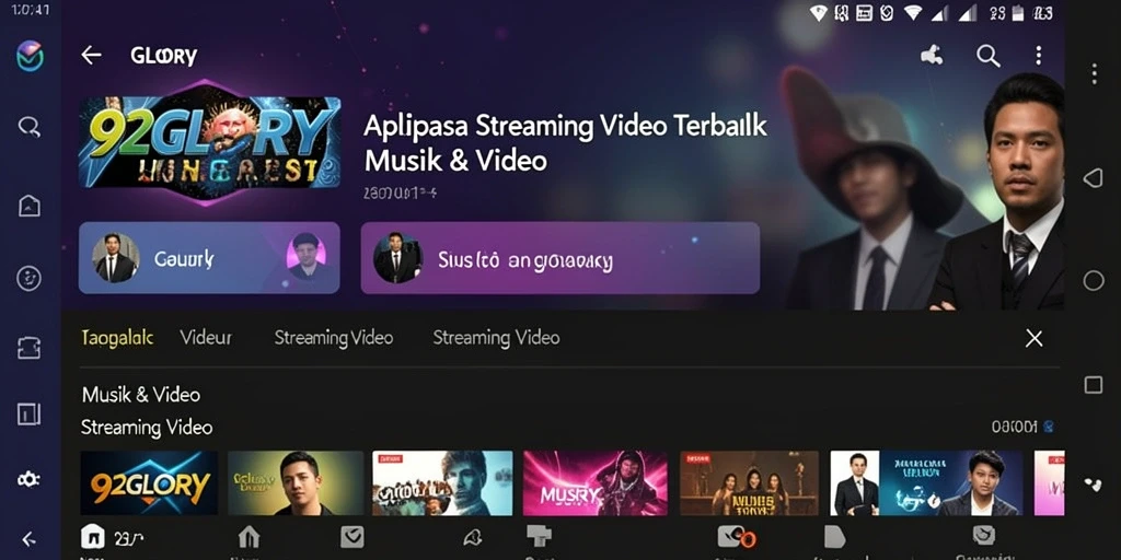 Antarmuka 92GLORY yang modern untuk Streaming Video.