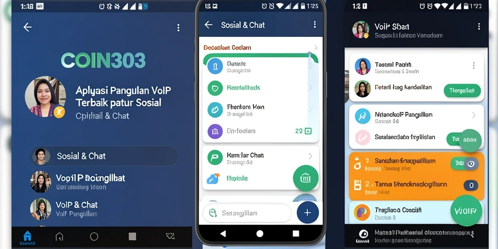 Antarmuka aplikasi COIN303 yang ramah pengguna untuk panggilan VoIP.