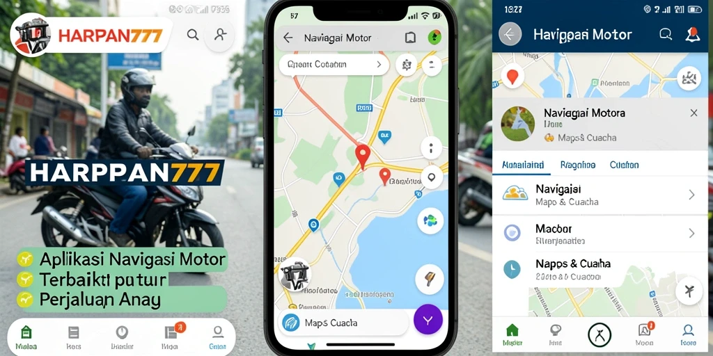 Antarmuka aplikasi Navigasi Motor HARAPAN777 yang lengkap dan informatif.