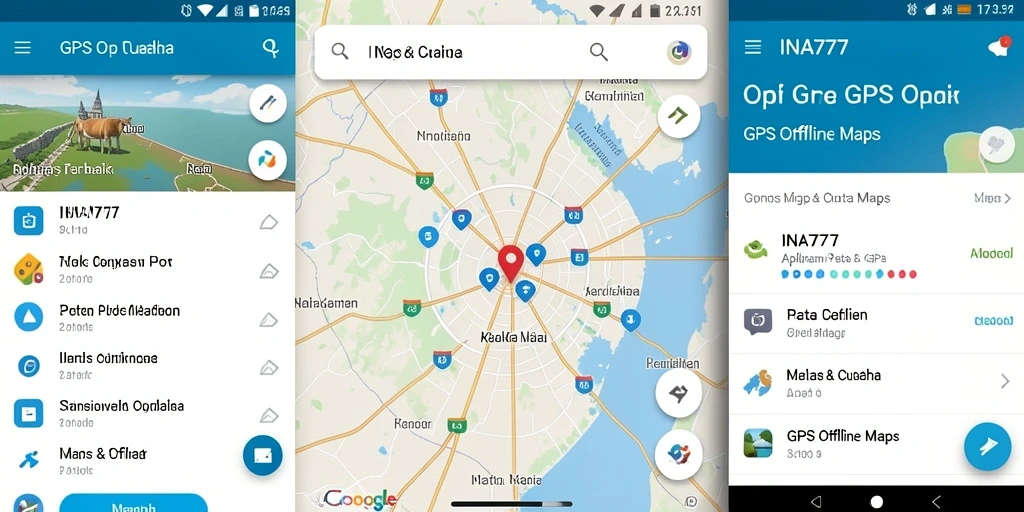 Antarmuka aplikasi GPS Offline INA777 yang user-friendly dan informatif.