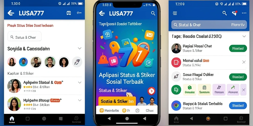 Tampilan antarmuka LUSA777 dengan beragam stiker menarik untuk status.